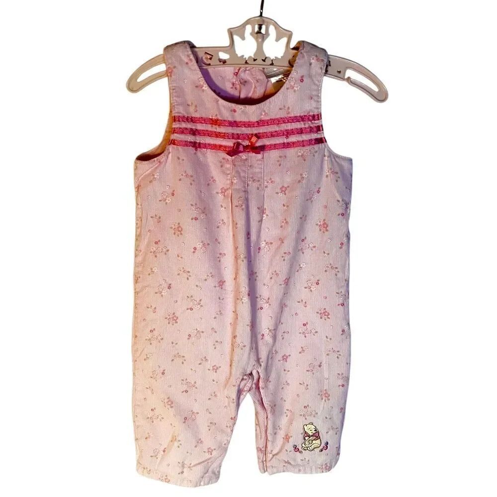 Vintage Winnie the Pooh Corduroy Romper With Pooh Embroidery Sz 9M